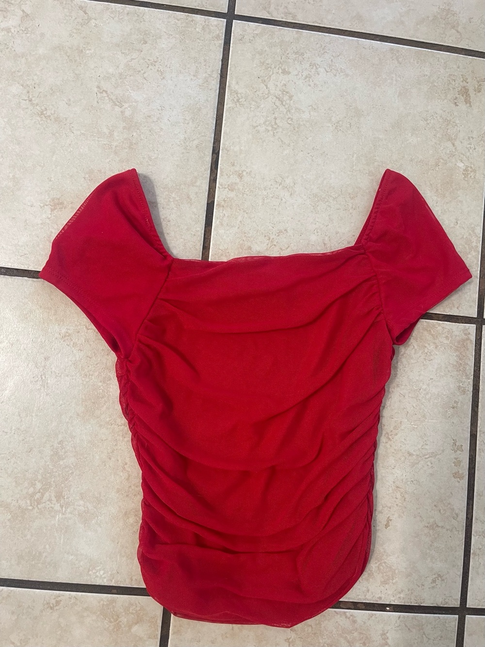 Women’s Red Ruched Off-Shoulder Top